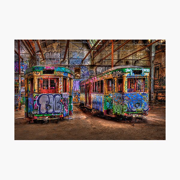 Two Trams Photographic Print