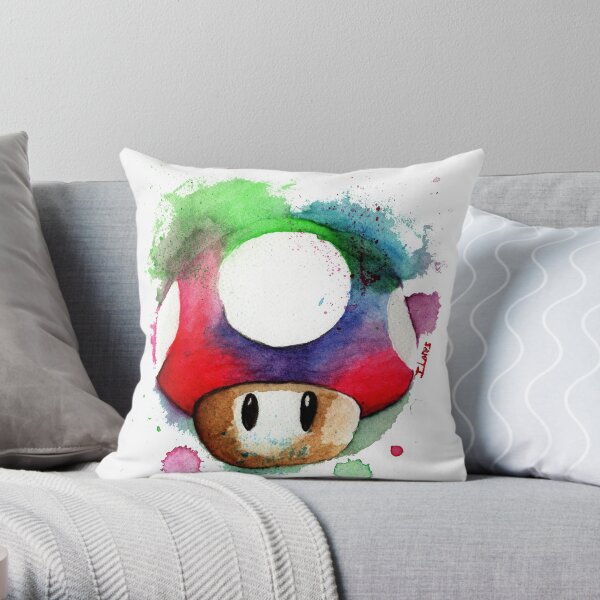 1 UP WATERCOLOR MUSHROOM Design SUPERMARKET Throw Pillow