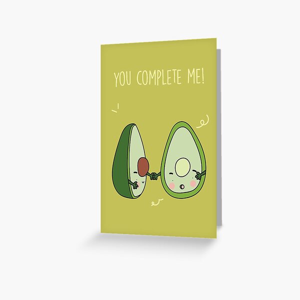 Item preview, You Complete me! - Avocado Valentine's Day Card designed and sold by PaperBoatUK.