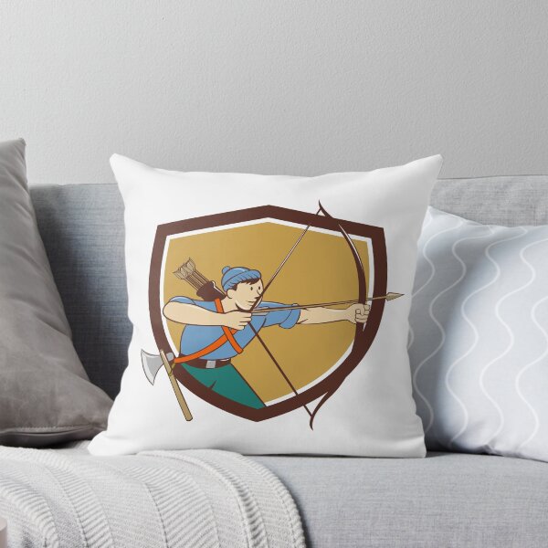 Item preview, Archer Aiming Long Bow Arrow Cartoon Crest designed and sold by patrimonio.