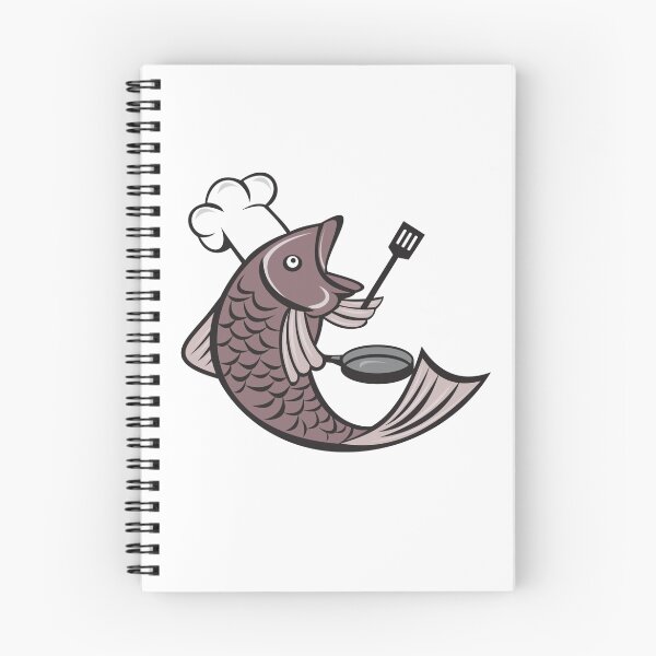 Item preview, Fish Chef Cook Holding Spatula Frying Pan Cartoon designed and sold by patrimonio.