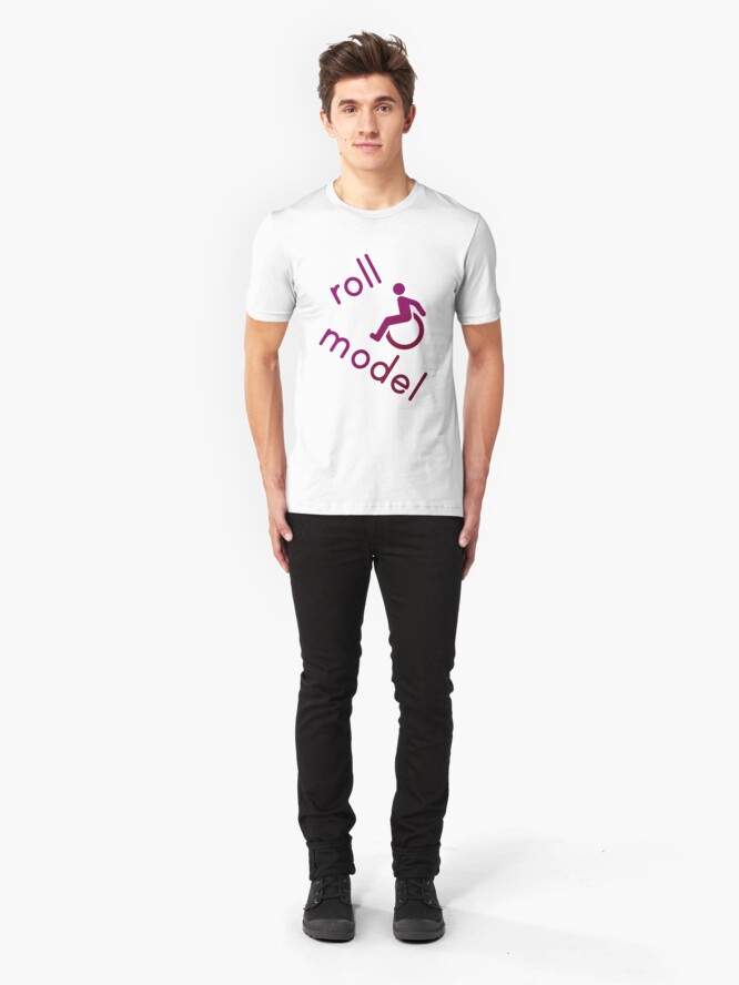 Alternate view of Roll Model - Disability Tees - in purple Slim Fit T-Shirt