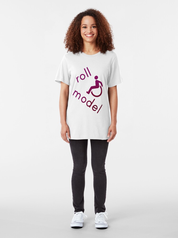 Alternate view of Roll Model - Disability Tees - in purple Slim Fit T-Shirt