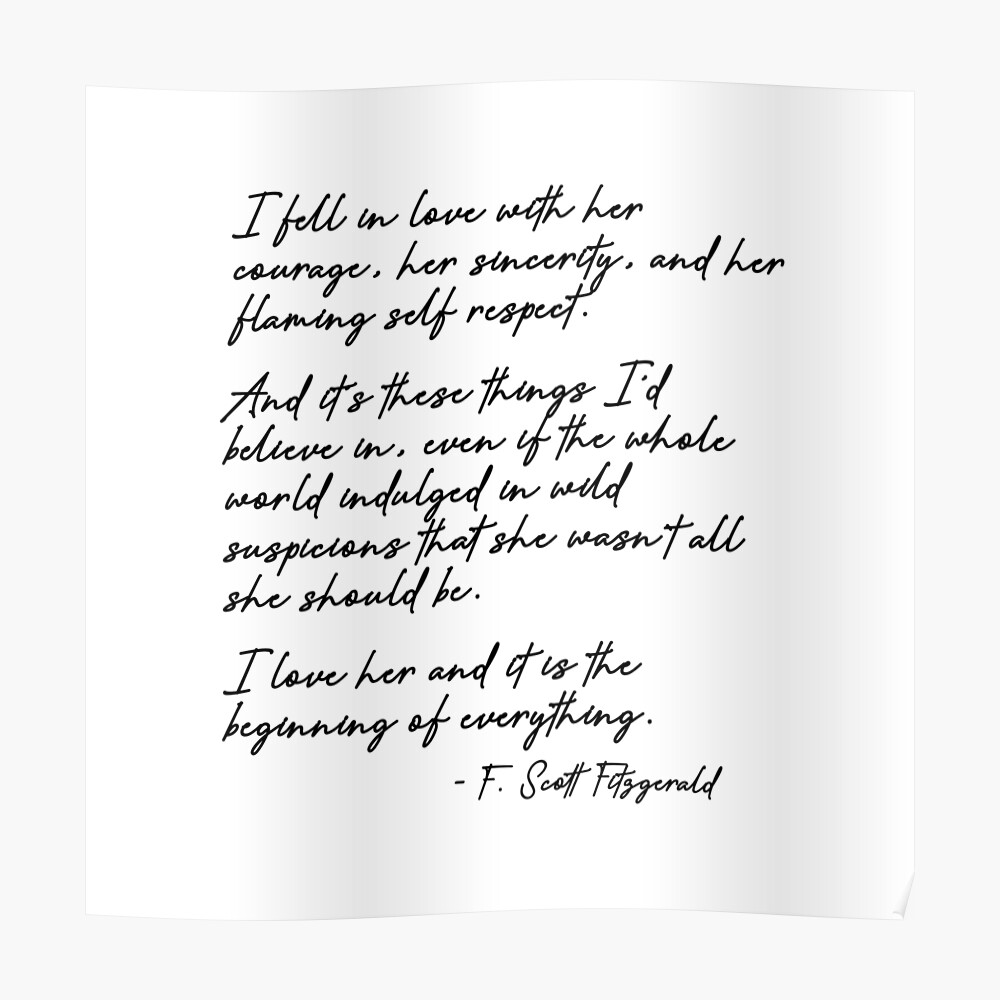 I Love Her And It Is The Beginning Of Everything Fitzgerald Tapestry By Quotemedesign Redbubble