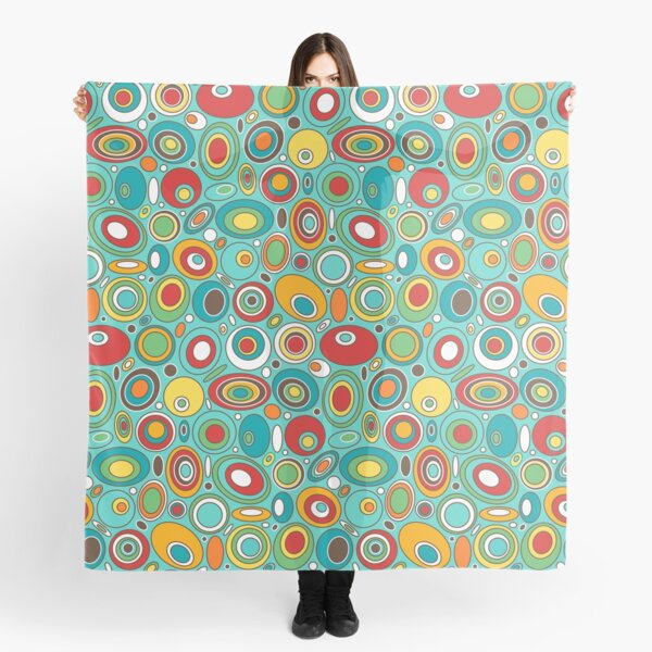 Rainbow Mid Century Geometric - Circles Ovals Scarf