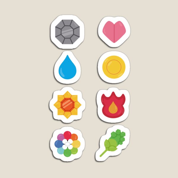 Kanto Gym Badge Magnets (8-Pack)