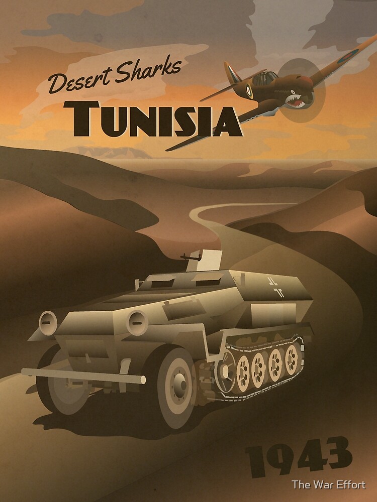 Disover Tunisia 1943 - "Desert Shark Travel Poster" Premium Matte Vertical Poster