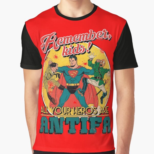 Vista previa del artículo con la obra «All your heros are ANTIFA!», diseñado y vendido por prrrk03.