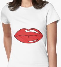 Üppige Lippen Tailliertes T-Shirt für Frauen