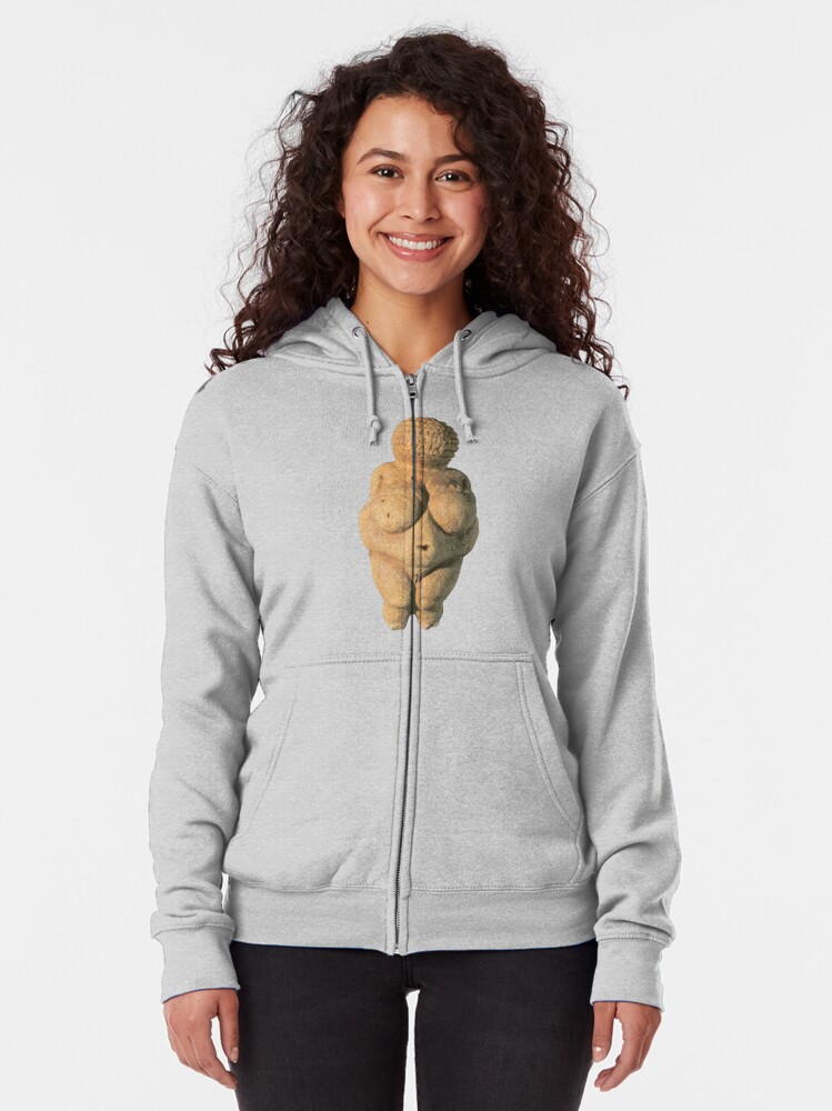 Alternate view of #Venus of #Willendorf #artifact sculpture art figurine statue humanbody #VenusofWillendorf Zipped Hoodie