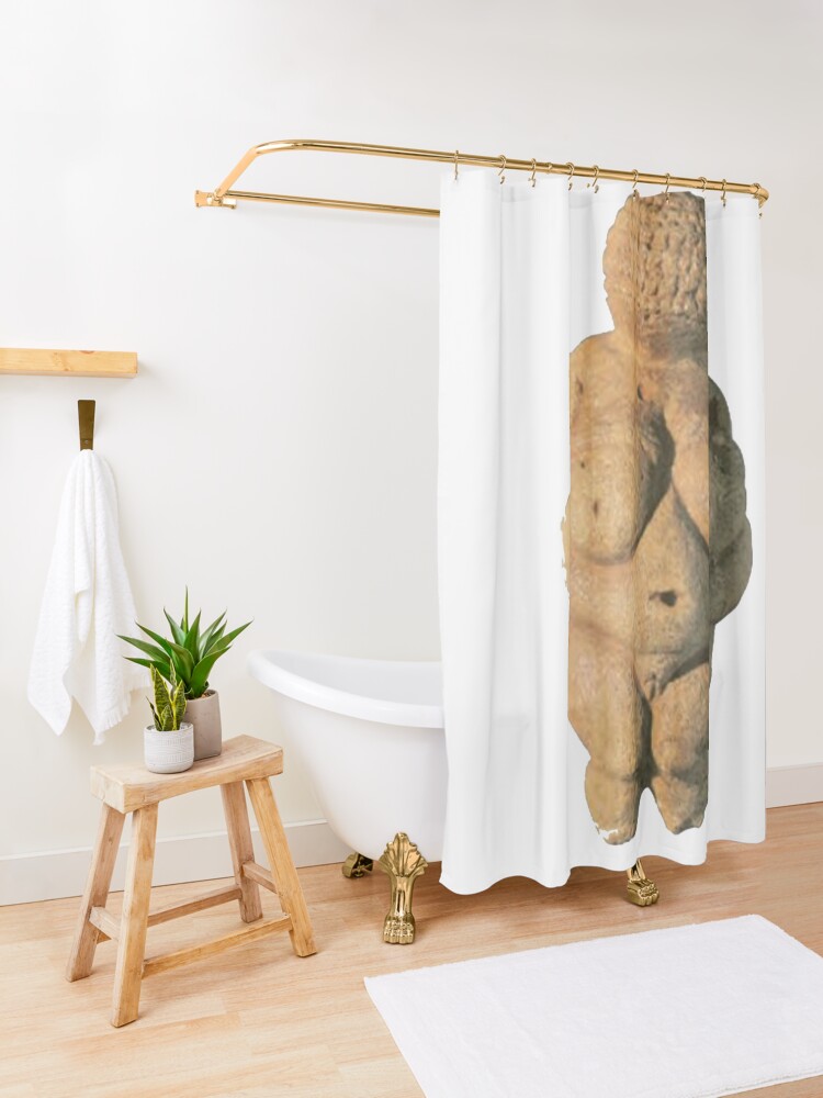Alternate view of #Venus of #Willendorf #artifact sculpture art figurine statue humanbody #VenusofWillendorf Shower Curtain