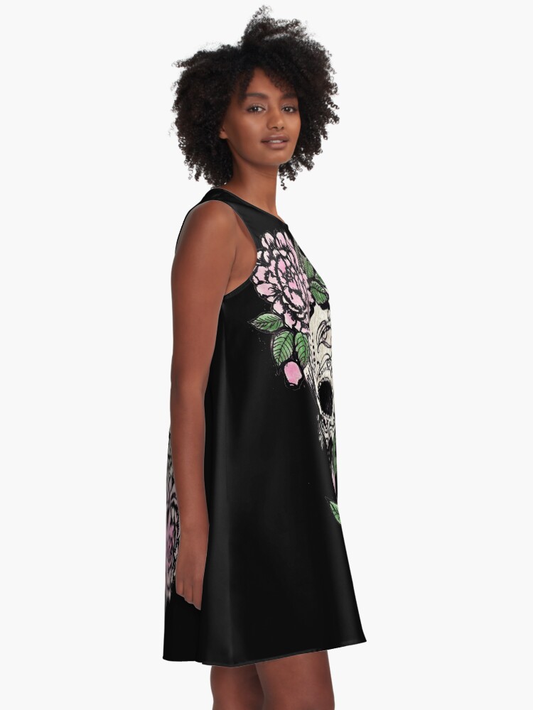 Alternate view of Sugar Skull & Roses A-Line Dress