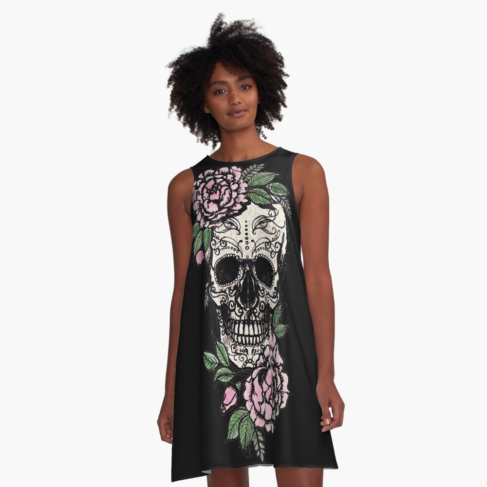 Sugar Skull & Roses A-Line Dress