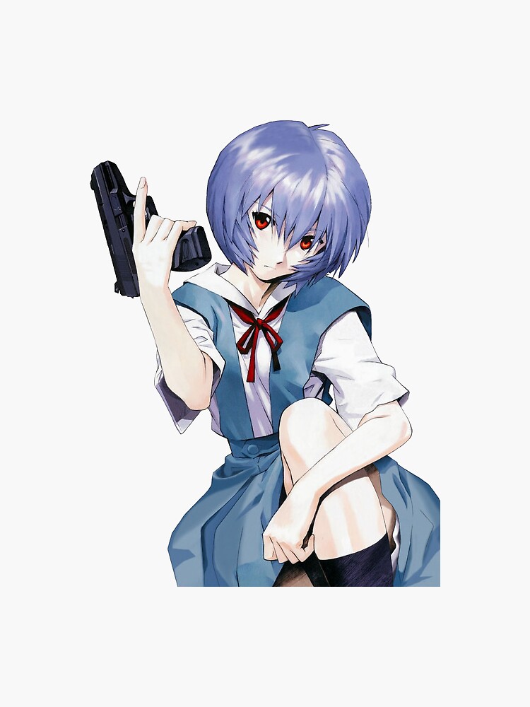 Rei Ayanami With A Gun Sticker For Sale By Kokoropopshop Redbubble 8084