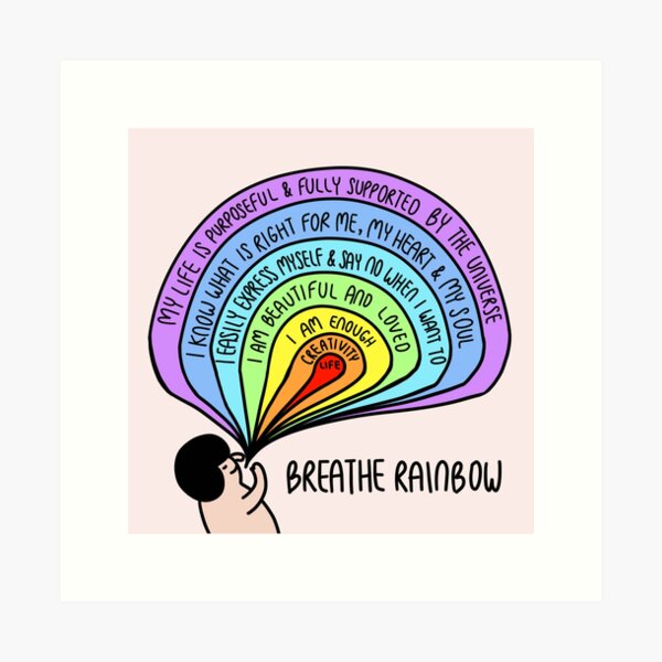 Item preview, Breathe Rainbow, rainbow affirmation designed and sold by soolooka.