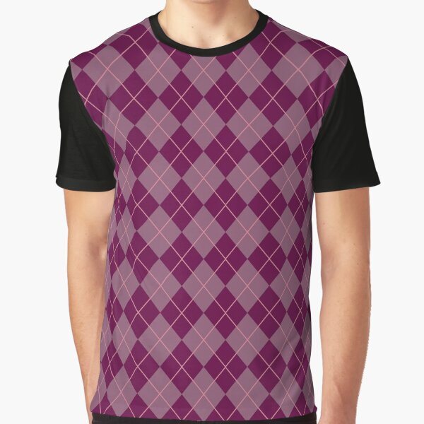 Maroon Argyle Pattern Graphic T-Shirt