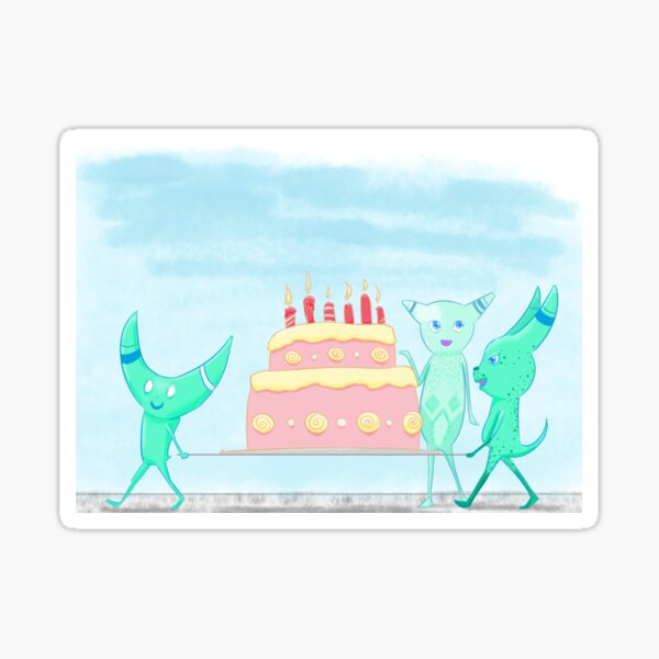 Monsters Carrying Cake Sticker