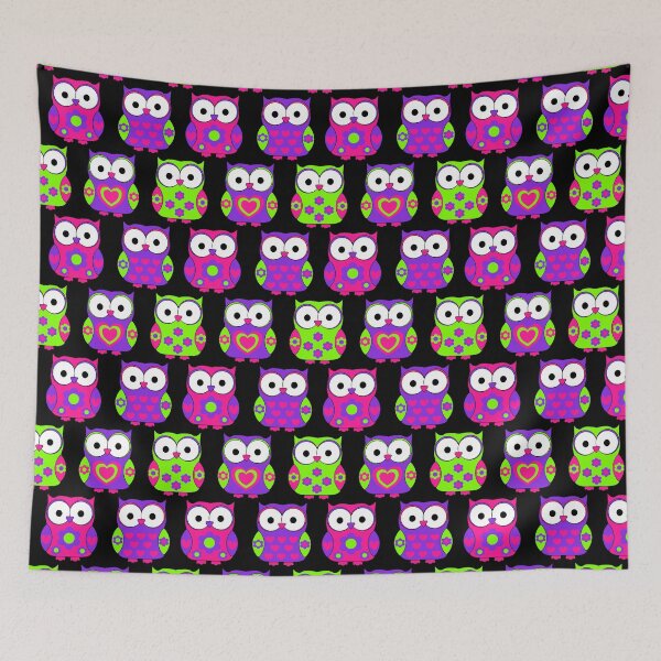 Item preview, Cute owls in neon colors, retro owls from 80s designed and sold by Mandala108.