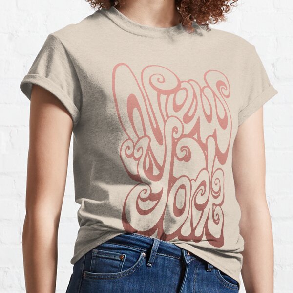 New York Lettering Typography - Blooming Dahlia Pink Classic T-Shirt