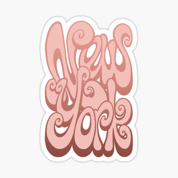 New York Lettering Typography - Blooming Dahlia Pink Sticker