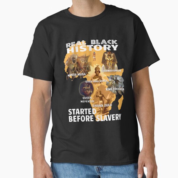 Artikel-Vorschau von Schwarzes Bewusstsein Real Black History T-Shirt, begann Black History nicht mit Sklaverei-Shirt, designt und verkauft von Magraphx.
