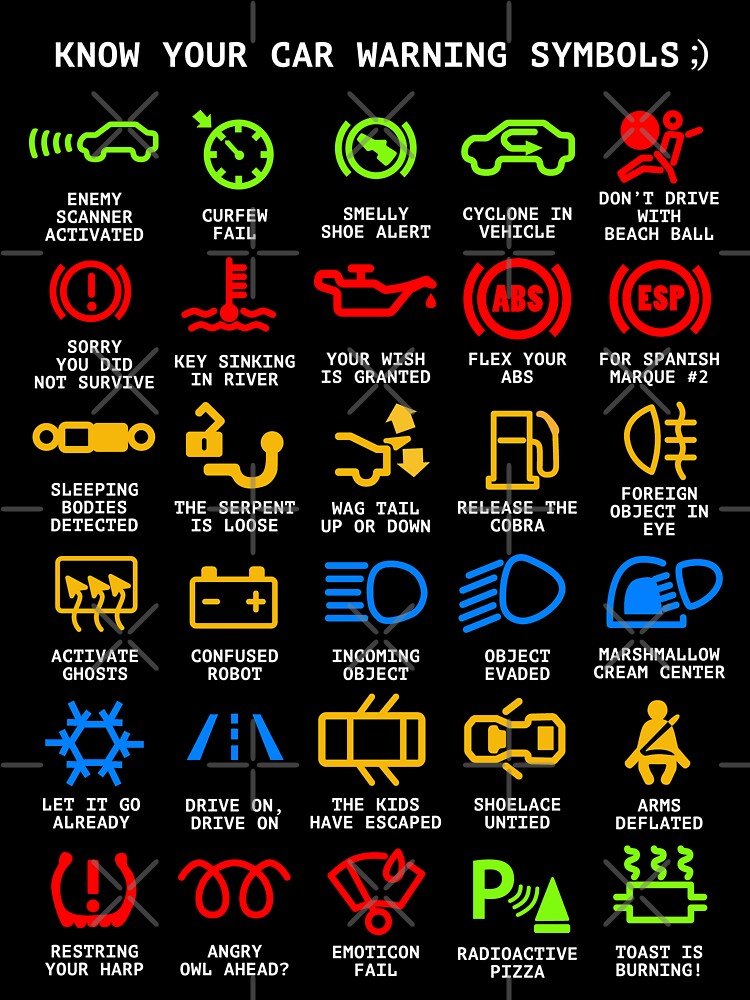 Know Your Car Warning lights Mechanics Funny Sarcastic Graphic Tee