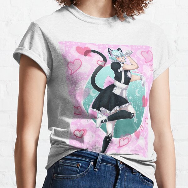  Womens Femboy Anime Neko Cat Boy Aesthetic Vaporwave Japanese  V-Neck T-Shirt : Clothing, Shoes & Jewelry