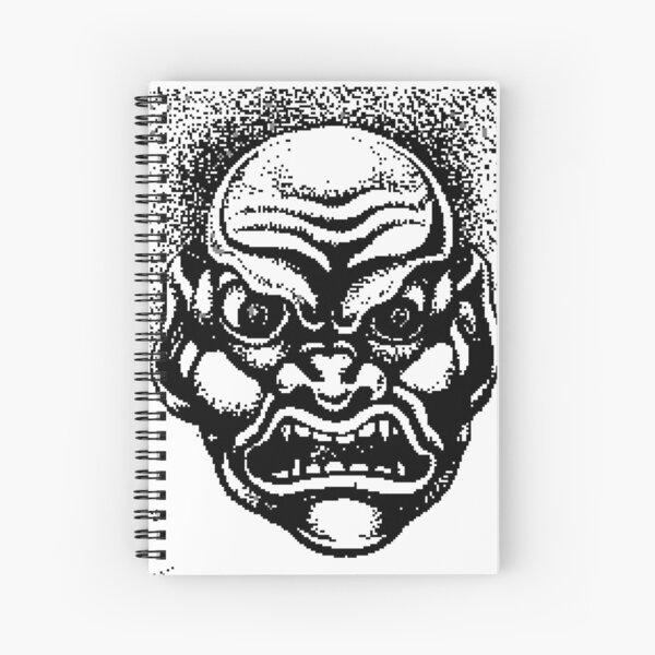 #skull #portrait #illustration #frame #woodcut #old #people #head #voodoo #ancient #horror #one #visuals #monster #vertical #maskdisguise #retrostyle #pattern #humanface #headshot #oldfashioned Spiral Notebook