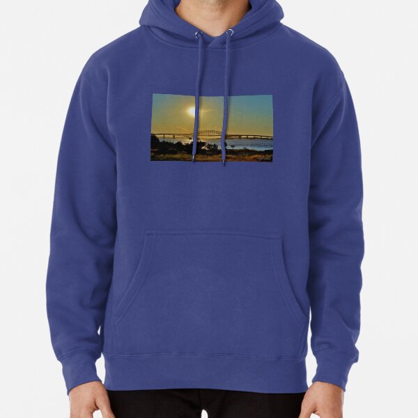 Summer Sunset Over Robert Moses Beach Bridge Pullover Hoodie