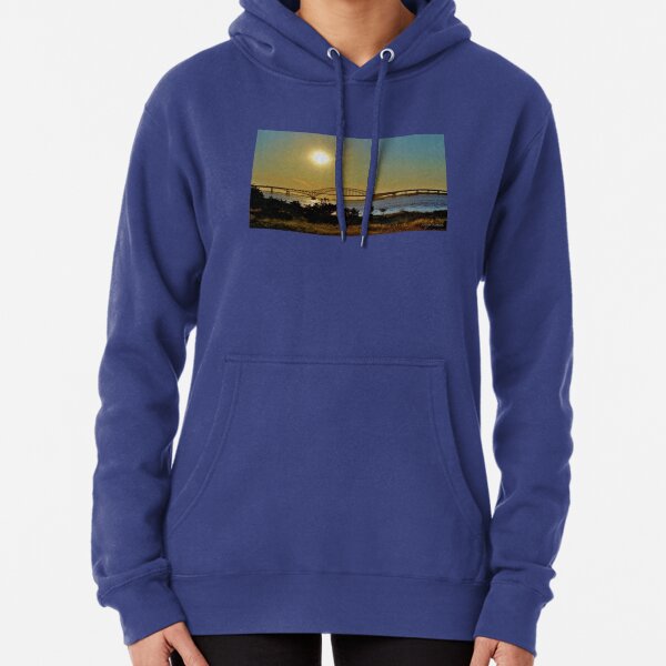 Summer Sunset Over Robert Moses Beach Bridge Pullover Hoodie