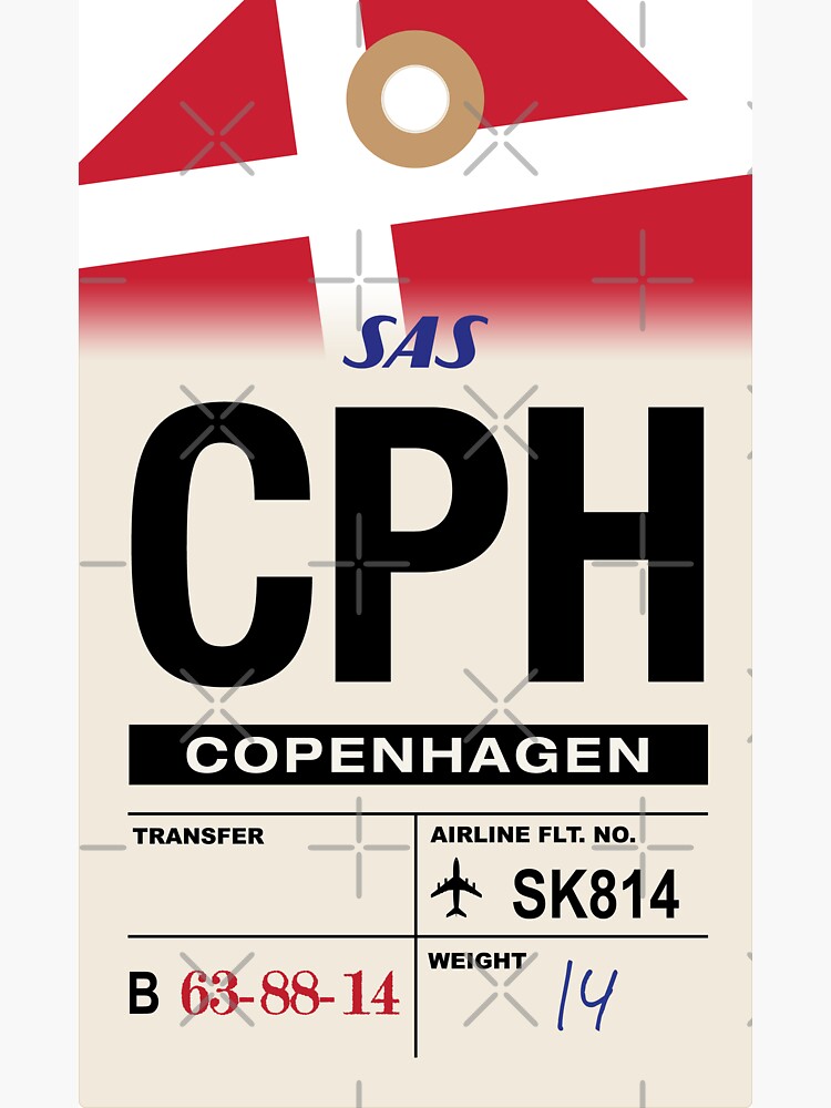 Copenhagen (CPH) Denmark Airline Luggage Tag Magnet