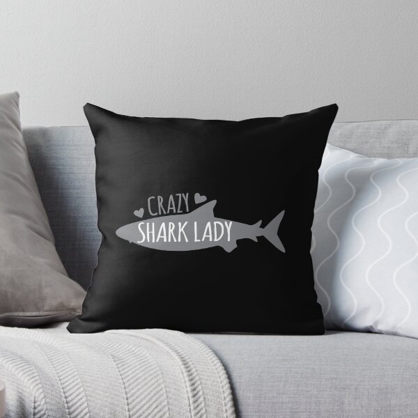 CRAZY Shark lady Throw Pillow