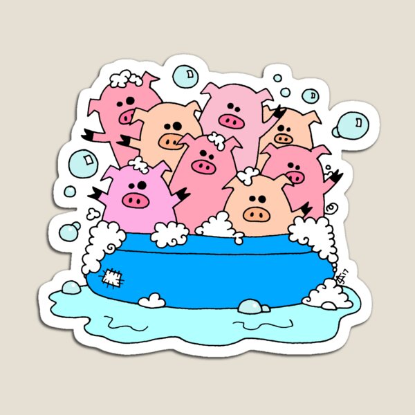 Happy Pig Pool Party Sticker Magnet