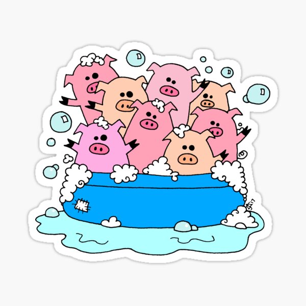 Happy Pig Pool Party Sticker Sticker