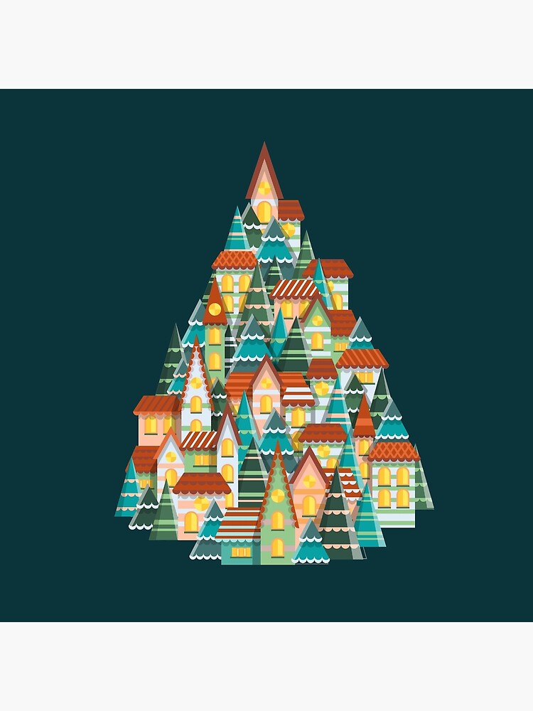 Christmas house and tree illustration by creaschon
