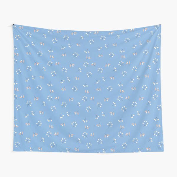 Blue Blissful Berries Pattern - Orchard Birds Collection Tapestry