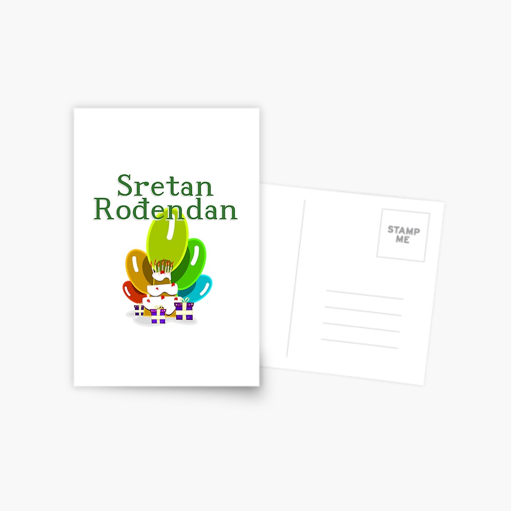 Carte Postale Joyeux Anniversaire En Croate Sretan Rođendan Par Jcseijo Redbubble