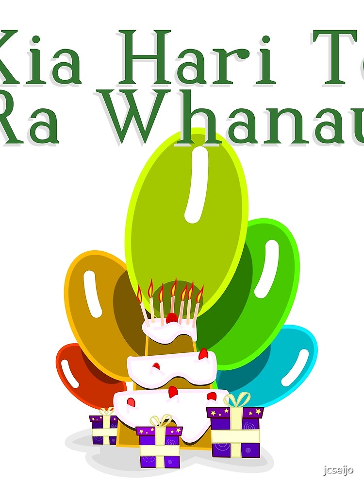 "Happy Birthday in Maori - Kia Hari Te Ra Whanau" Scarf by jcseijo