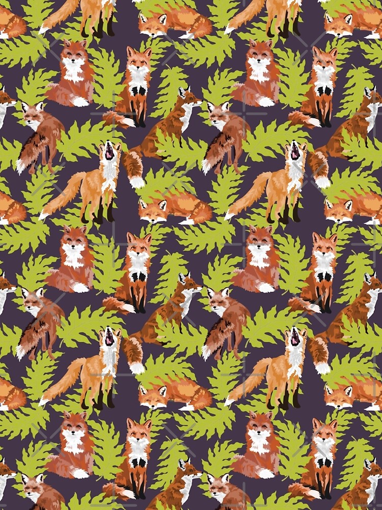 Discover Foxes with a leaf on plum Leggings