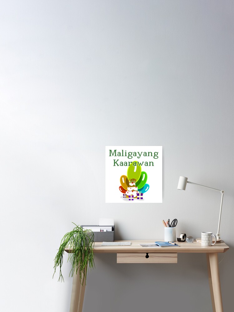 Poster Joyeux Anniversaire En alog Maligayang Kaarawan Par Jcseijo Redbubble