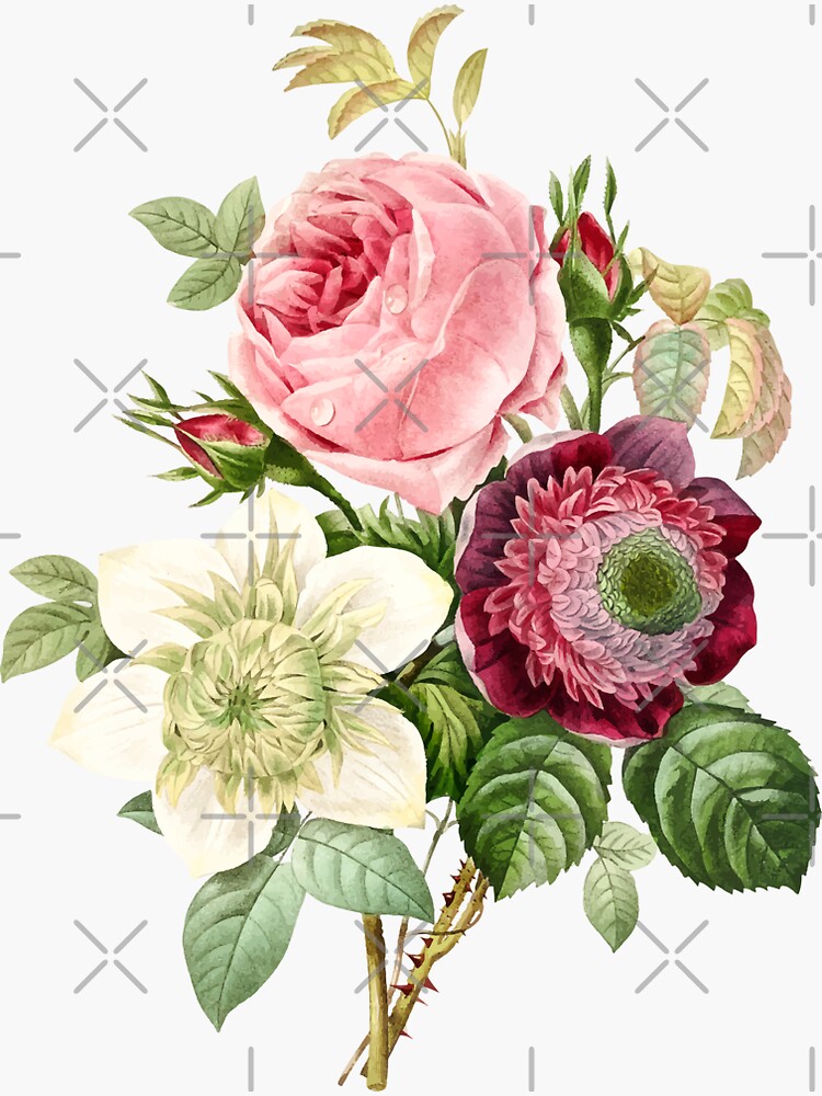 Vintage Flowers Sticker for Sale by Spinickus