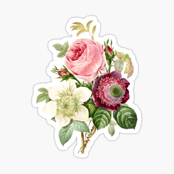 Vintage Flowers Sticker for Sale by Spinickus