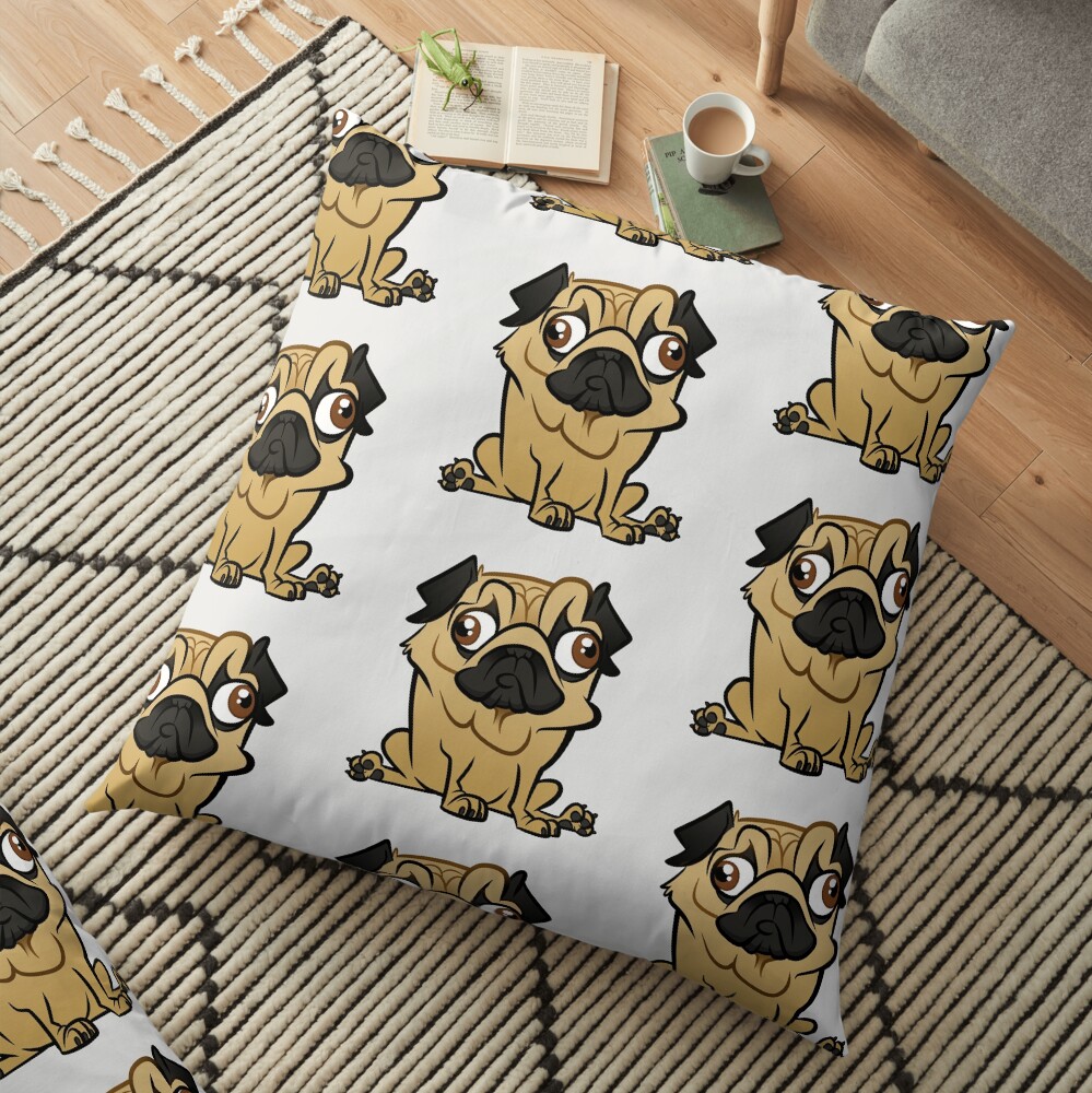 Pug Caricature Floor Pillow
