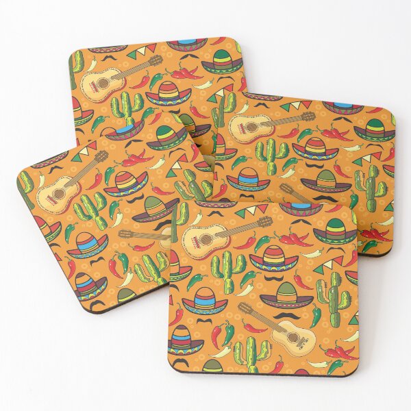 Item preview, Mexican Fiesta with Sombreros, Cactus, Guitars and Chili Peppers  designed and sold by Pink Pineapple Works.