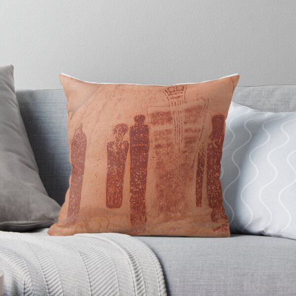 UFOs in Ancient Art. Holy Ghost panel in the Great Gallery, Horseshoe Canyon, prehistoric astronaut visitor? Throw Pillow