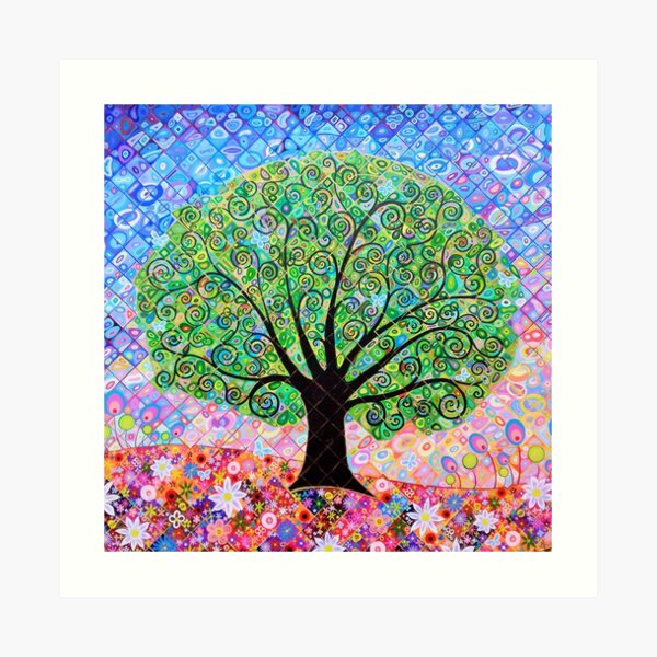 Tree of Life with Blue Butterflies Art Print