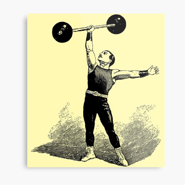 Vintage Weightlifter Metal Print By Nowherenoplace Redbubble