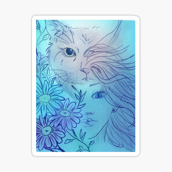 Item preview, Katze mit Mädchen verbunden designed and sold by Wolfteamshop.