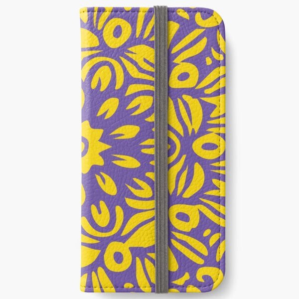 Floral Burst, Dark Purple & Yellow Mandala 22 iPhone Wallet