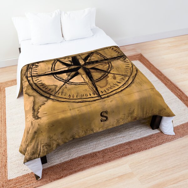 Destinations - Compass Rose and World Map Comforter